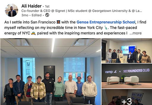 Student LinkedIn post